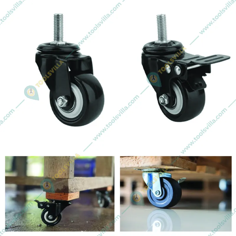 Heavy Duty 50 x 25 mm Thread Type 200 Kg Load Capacity Caster Wheel (Pack Of 4)